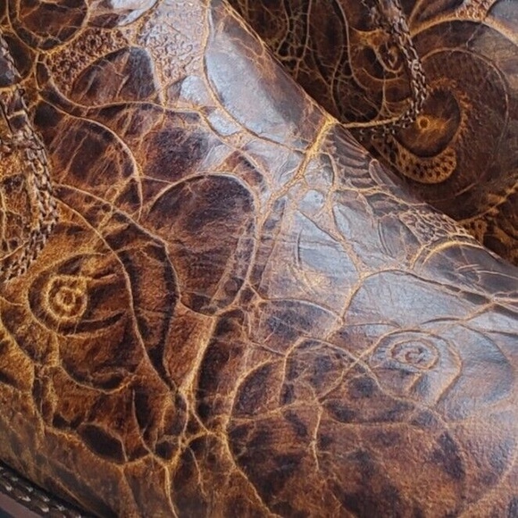 Roper Ricochet Boots Womens 9.5 Tooled Leather Square Shoes Ankle Loafer Floral - Picture 3 of 10